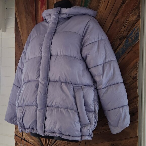 Everlane Renew puffer  double sided zipper hooded lavender coat/jacket S pockets - Picture 3 of 15